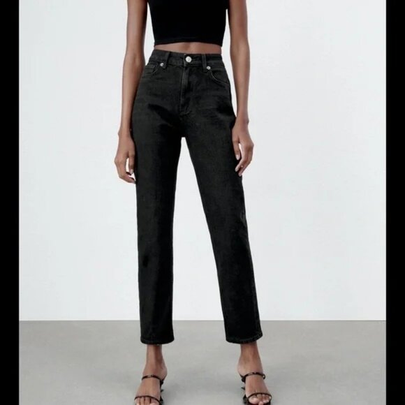 Zara Slim Cropped Jean Size 2 Washed Black - Picture 1 of 6